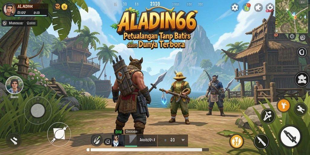 Tampilan gameplay ALADIN66 yang penuh warna dalam dunia terbuka.