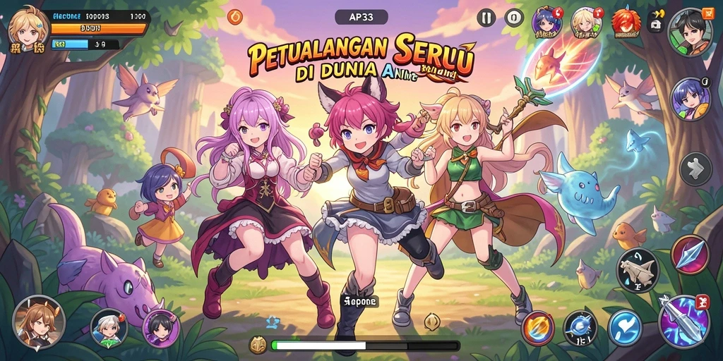 Tangkapan layar menampilkan pertarungan seru karakter Anime.