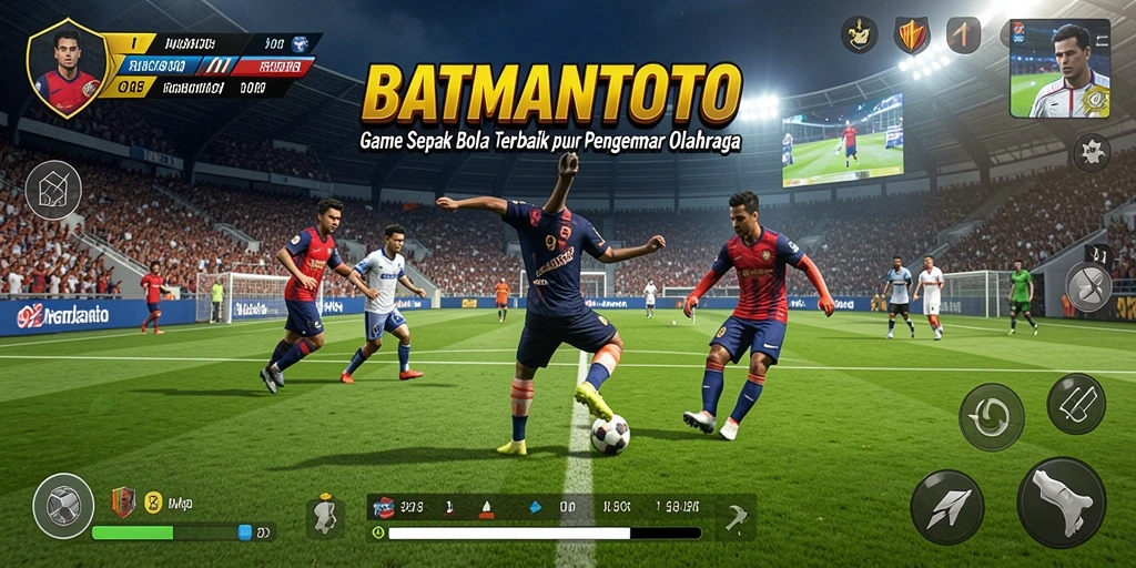 Tampilan gameplay seru di BATMANTOTO, menangkap aksi pertandingan sepak bola.