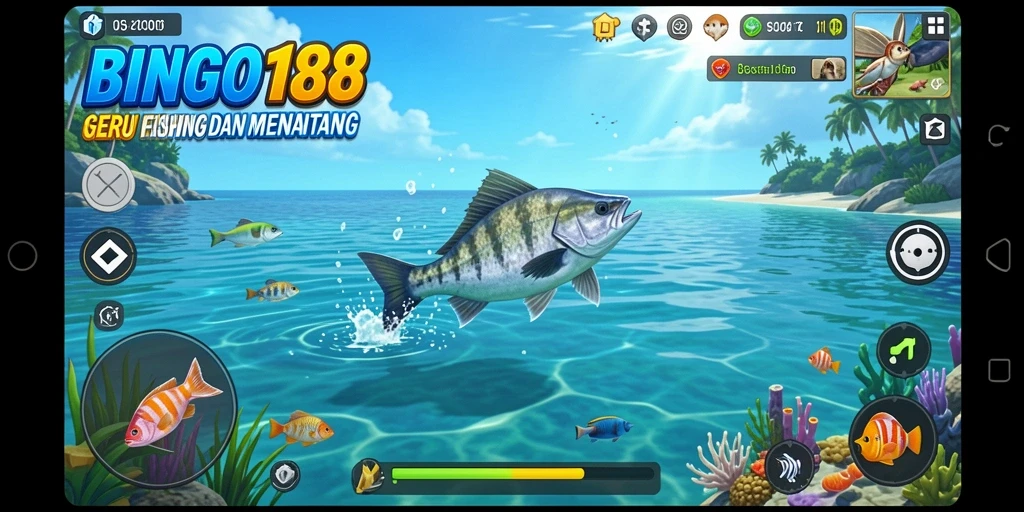 Gameplay BINGO188 menampilkan keseruan memancing di laut yang luas.