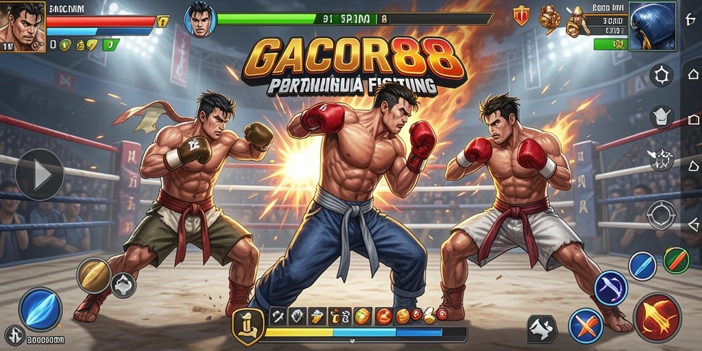 Gameplay GACOR88 menampilkan pertarungan dinamis dan seru.