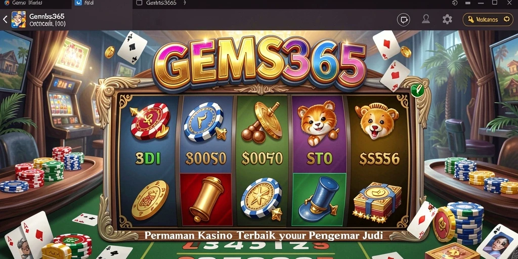 Screenshot utama GEMS365 menampilkan gameplay penuh aksi Kasino yang mendebarkan.
