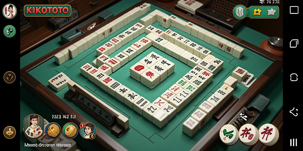 Tampilan gameplay KIKOTOTO menampilkan ubin Mahjong yang berwarna-warni.