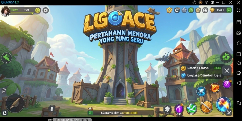 Tampilan screenshot gameplay LGOACE menampilkan menara yang siap bertahan dari serangan musuh.