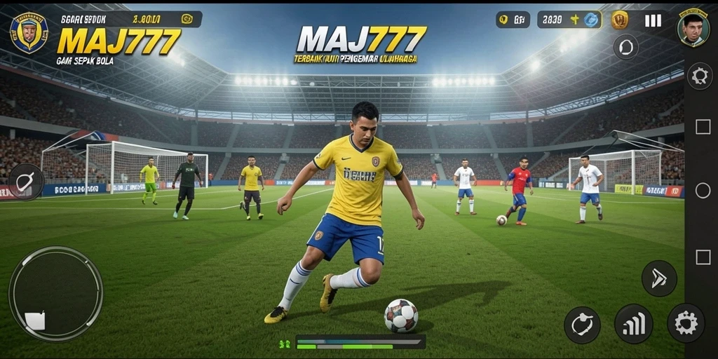 Tampilan gameplay seru dalam MAJ777 dengan aksi sepak bola yang dinamis.