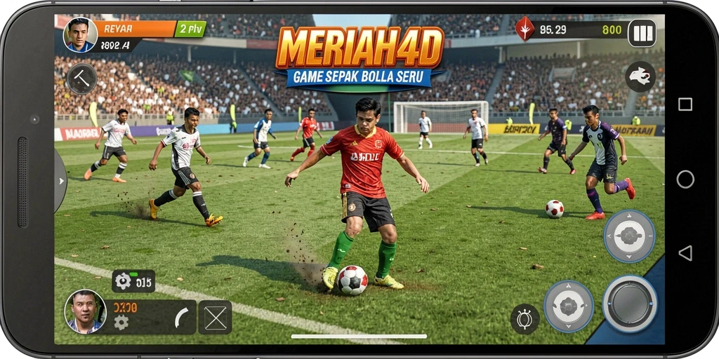 Tangkapan layar gameplay MERIAH4D menampilkan aksi sepak bola yang mendebarkan.