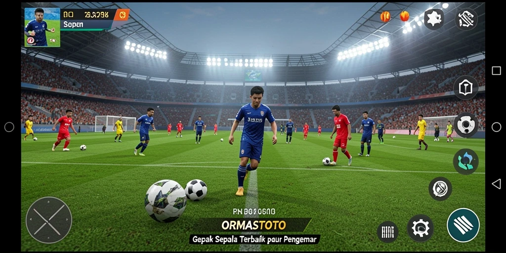 Tampilan gameplay ORMASTOTO saat pemain beraksi di lapangan.