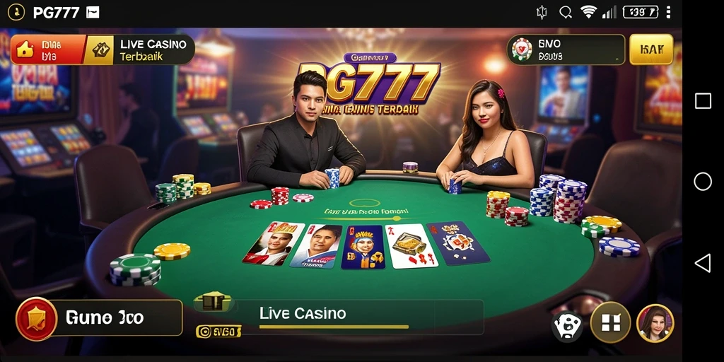 Gambaran menarik gameplay Live Casino di PG777 dengan dealer nyata.