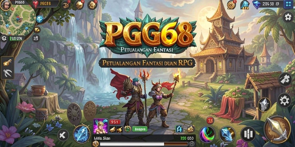 Tampilan aksi seru dalam petualangan RPG PGG68.