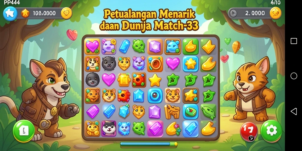 Tampilan gameplay PP444 yang seru di dunia Match-3.