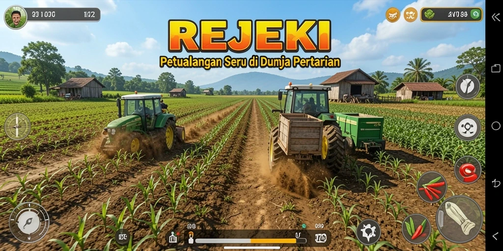 Screenshot utama REJEKI menampilkan gameplay pertanian yang menantang dan menyenangkan.