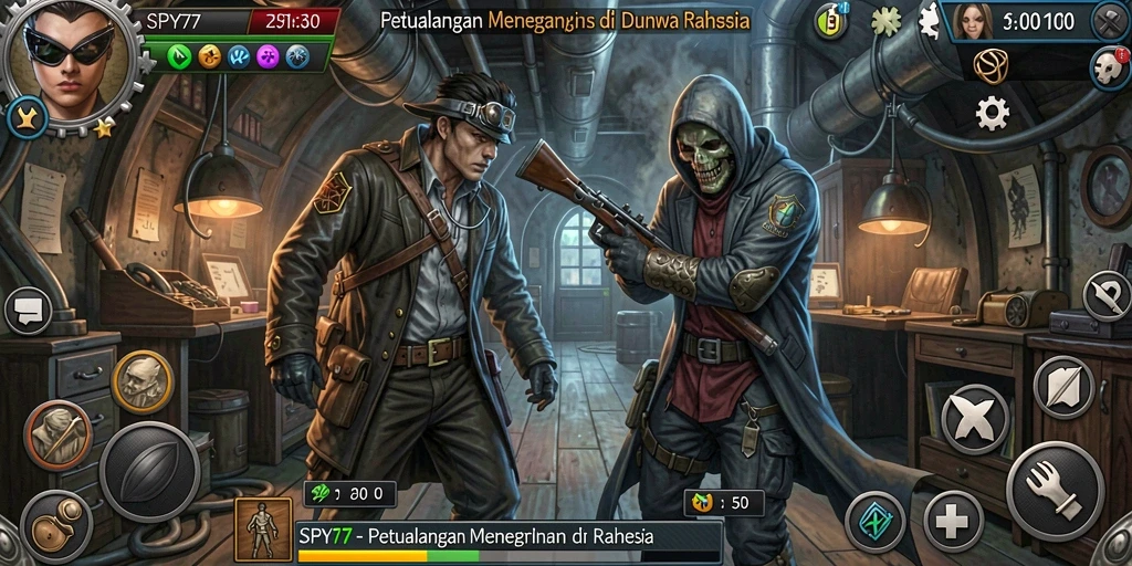 Tampilan gameplay SPY77 yang penuh aksi dan petualangan.