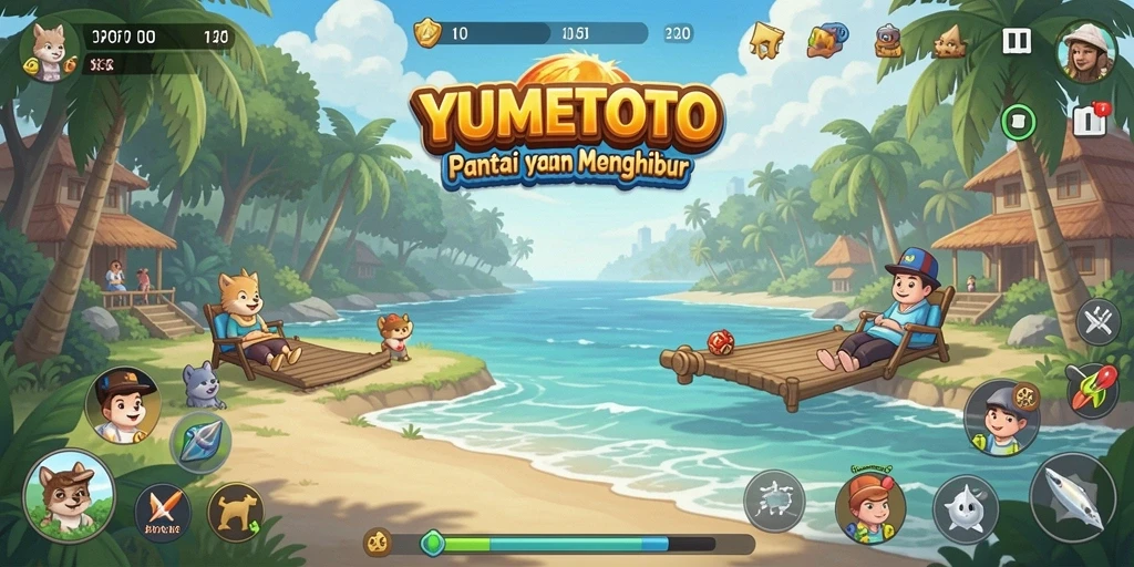 Screenshot gameplay YUMETOTO yang seru dan penuh warna.